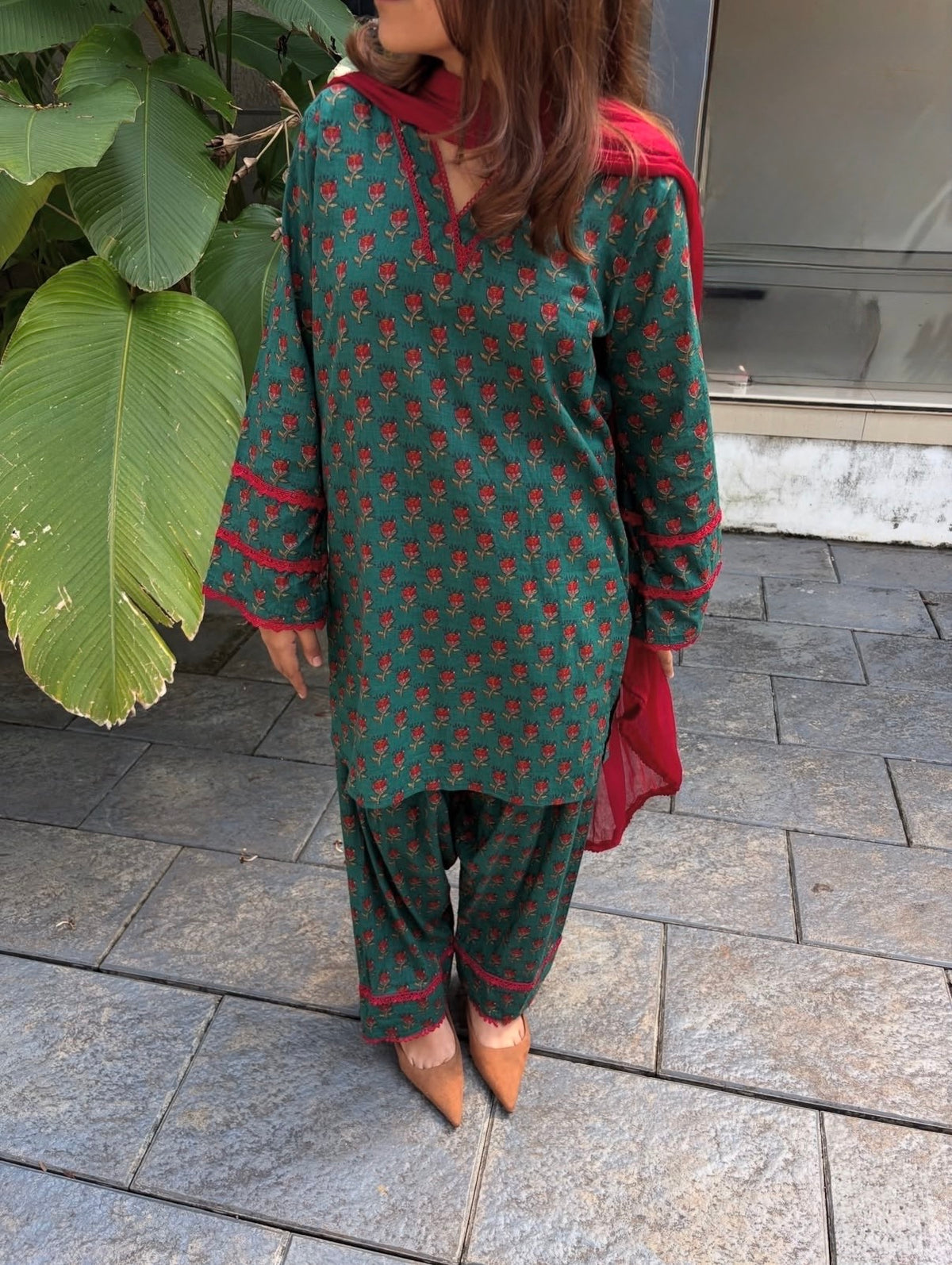 Stitched cotton farshi set