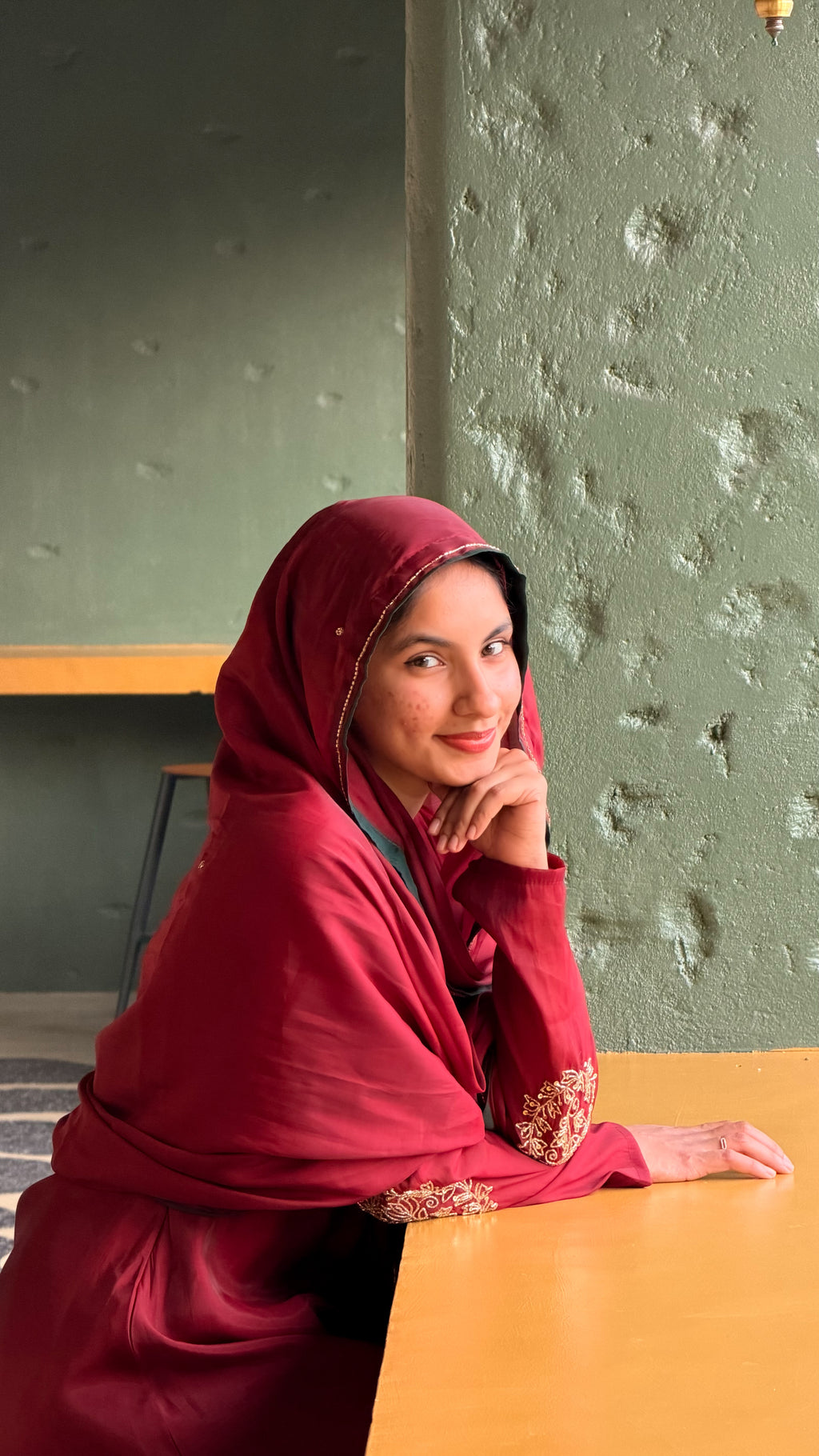 MAroon Mulchanderi Anarkali