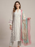 White Pakistani with Chiffon Dupatta