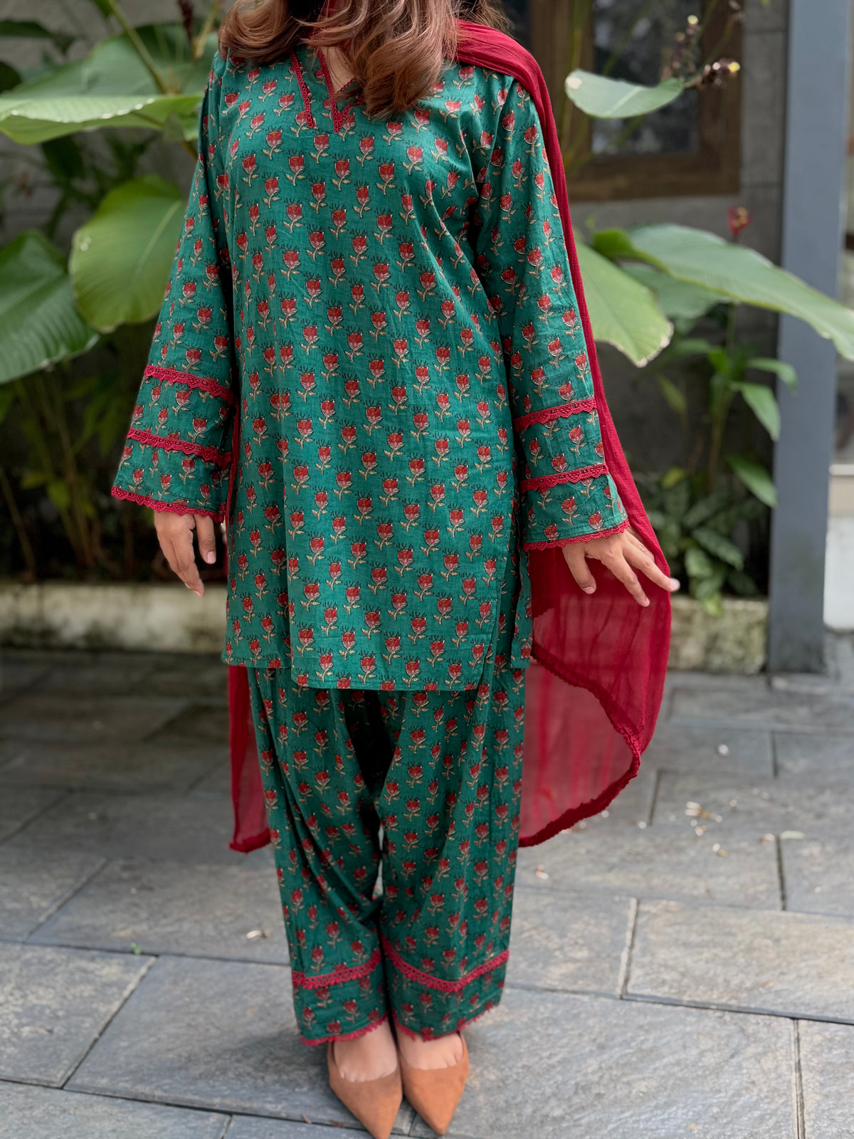 Stitched cotton farshi set