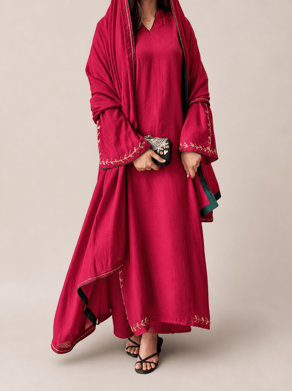 Premium Chanderi Handworked Anarkali