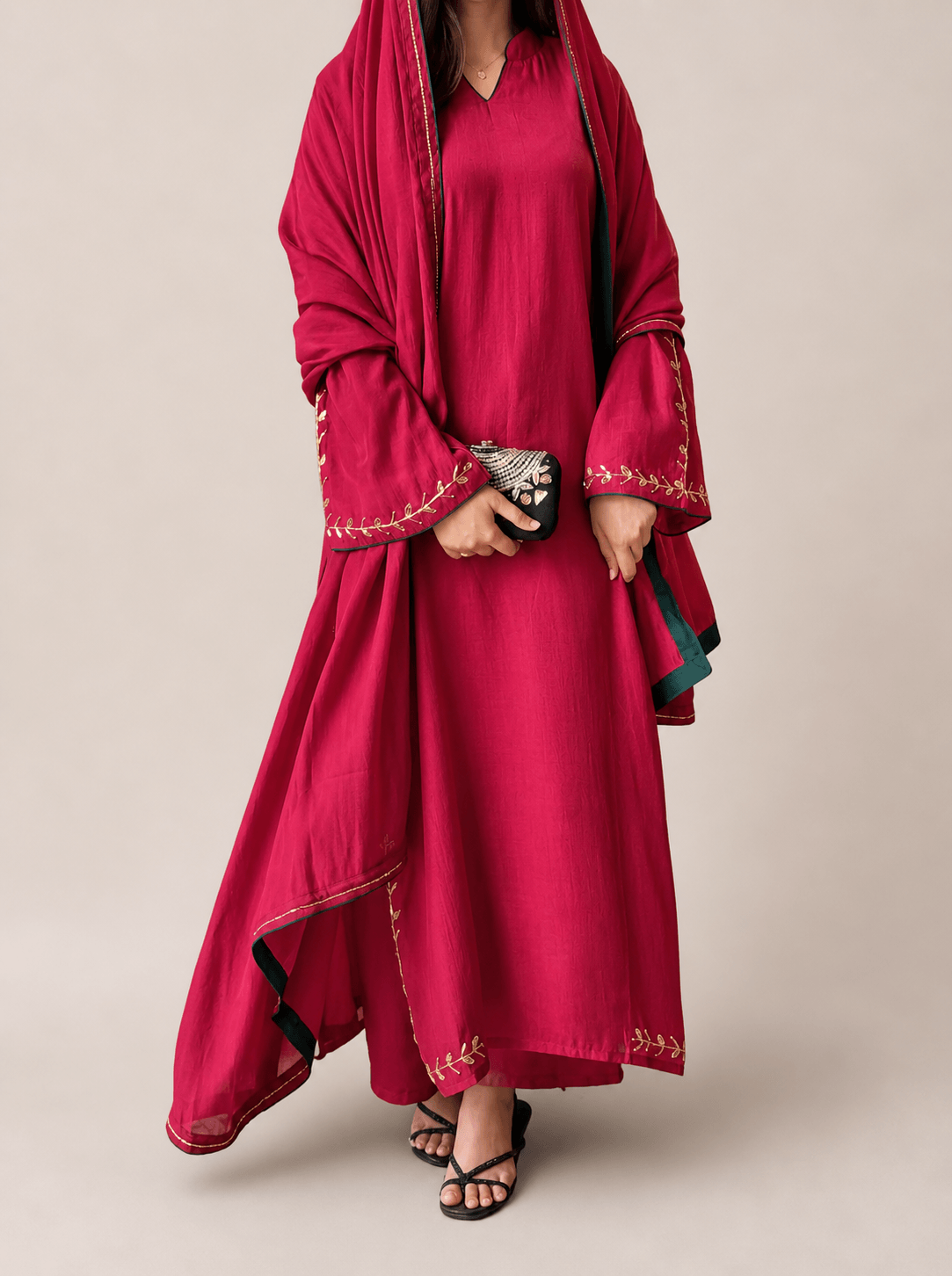 Premium Chanderi Handworked Anarkali