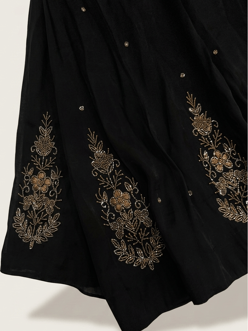 Black Mulchanderi Anarkali