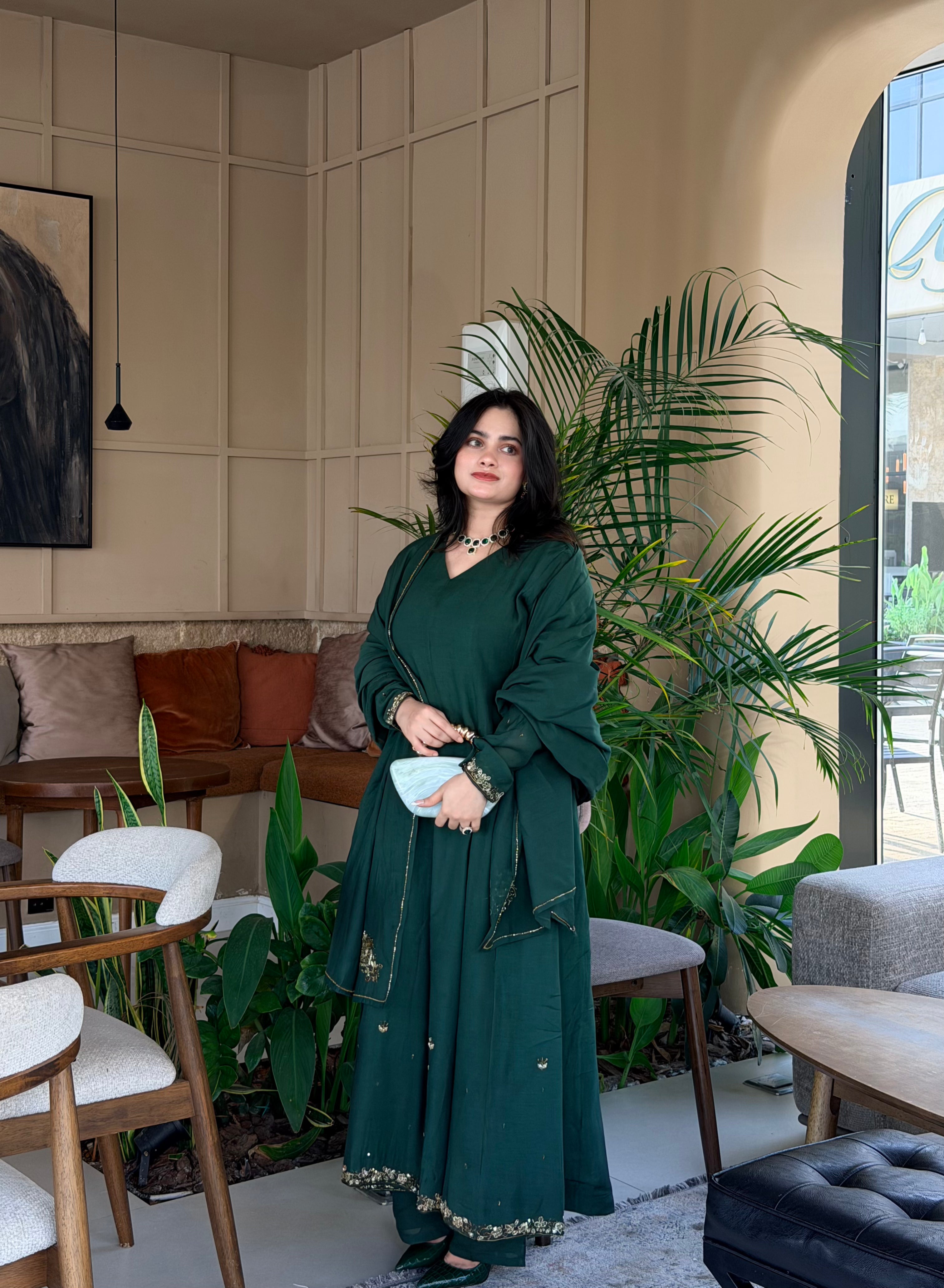 Emerald green Anarkali