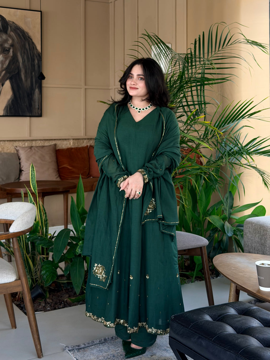 Emerald green Anarkali