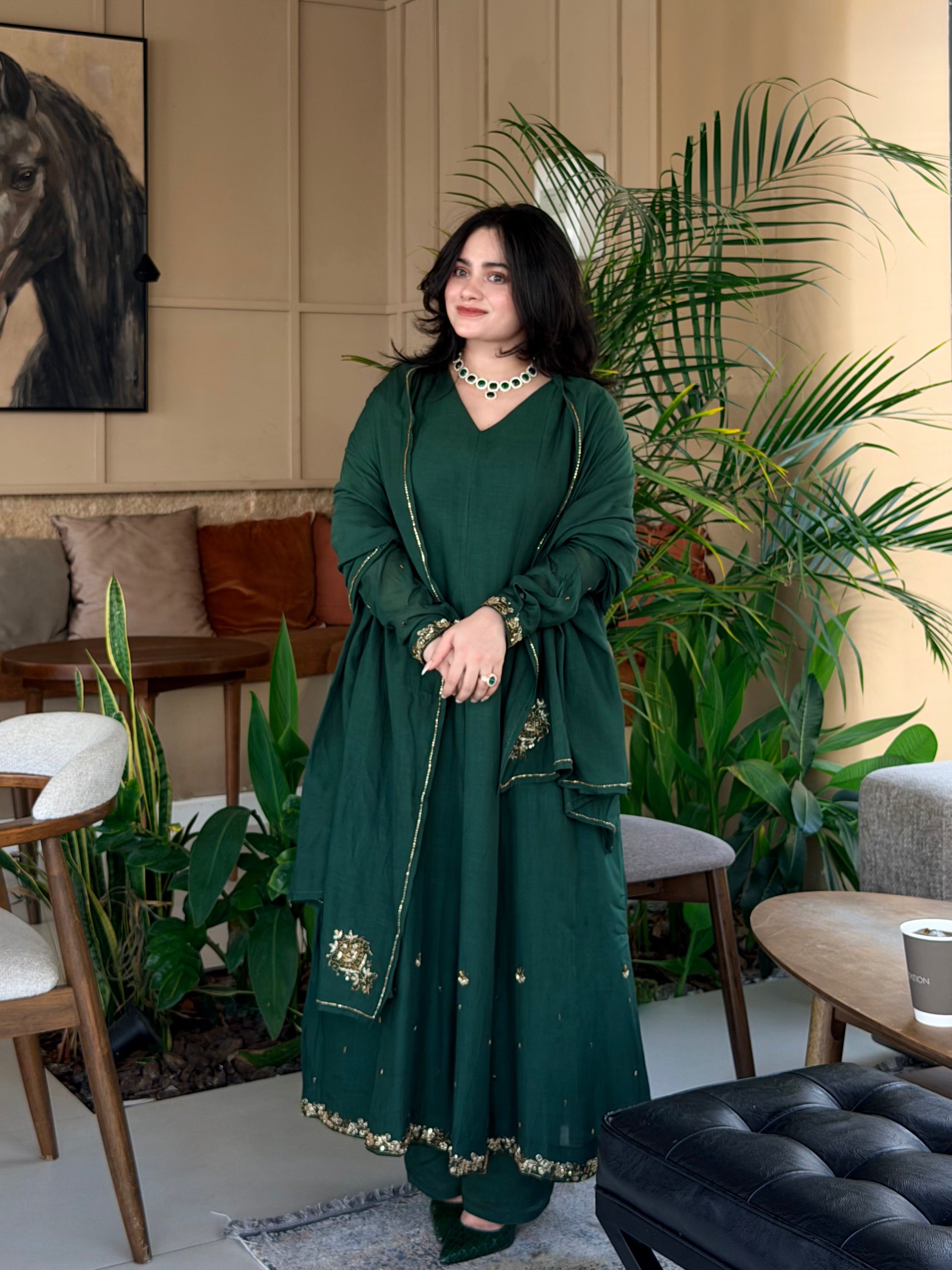 Emerald green Anarkali