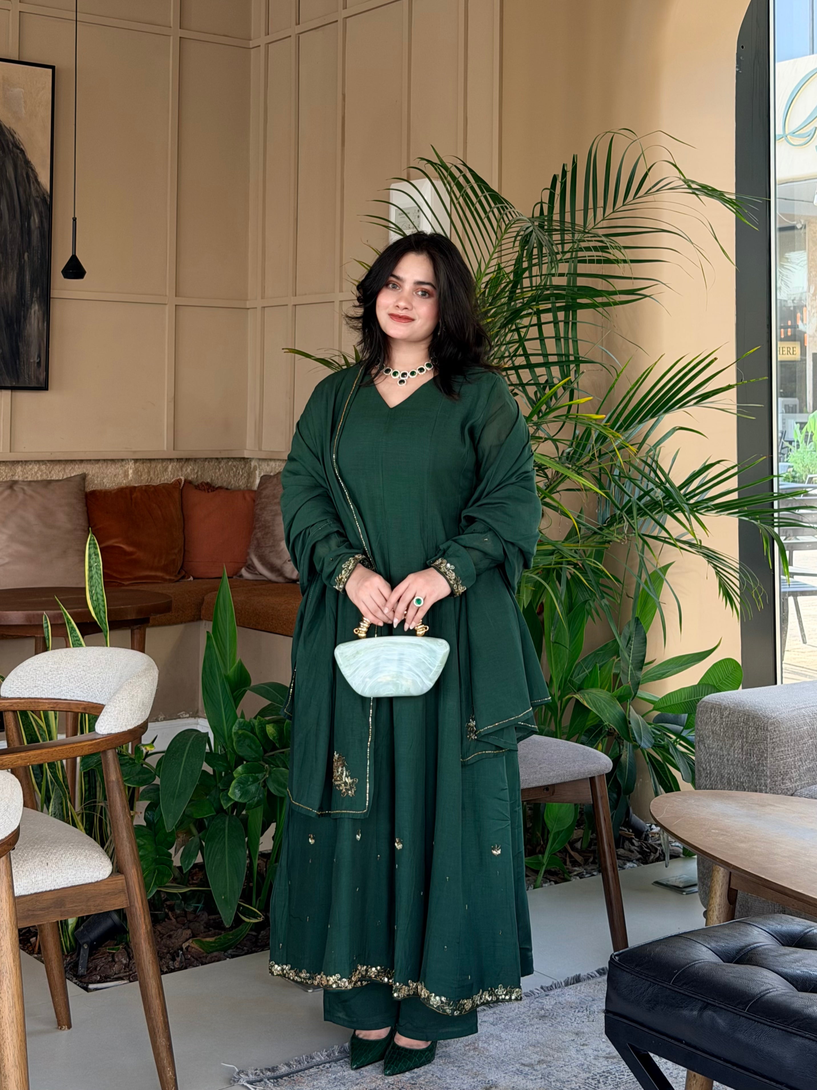 Emerald green Anarkali