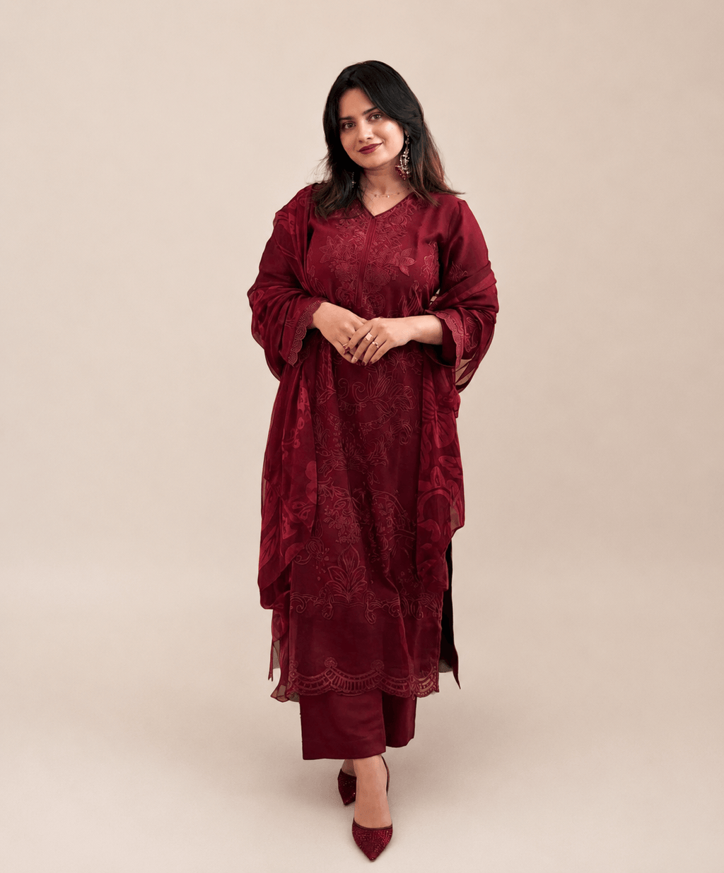 Rayon with Chiffon Dupatta